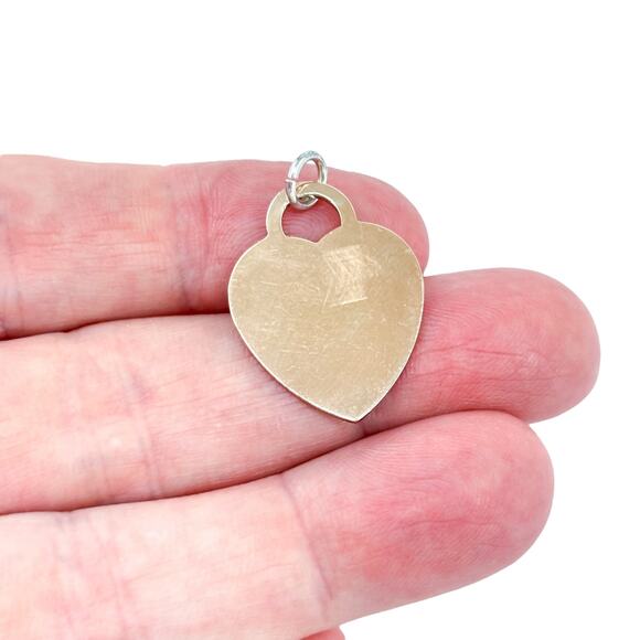 Vintage Sterling Silver 925 Rose Gold Tone Engravable Heart Dog Tag Charm - Picture 1 of 7